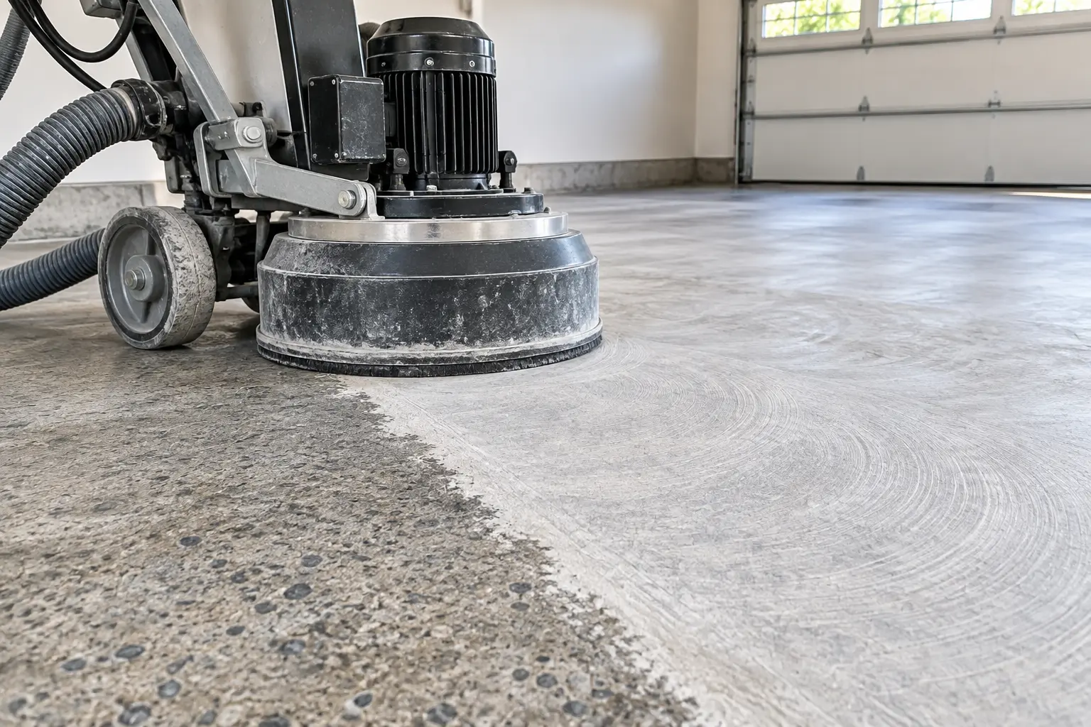 Educational illustration of prepared concrete transitioning to decorative coating
